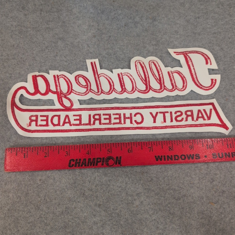 Talladega Varsity Cheerleader Red White Embroidered Letterman Jacket Patch - Picture 3 of 3